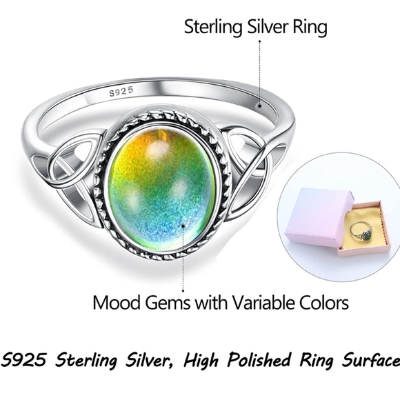 Sterling silver 925 mood ring. Temperature Color changing - Picture 2 of 9